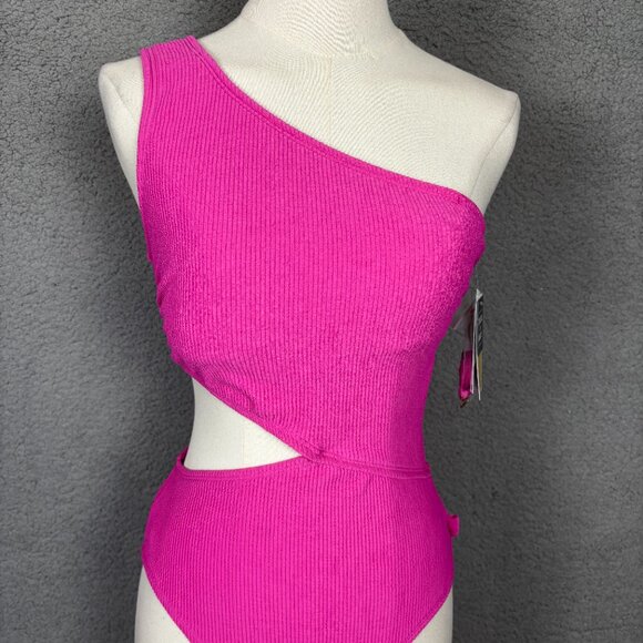 Michael Michael Kors Women's One-Shoulder Side-Cutout Swimsuit Pink Size 6 NWT's - Picture 2 of 8